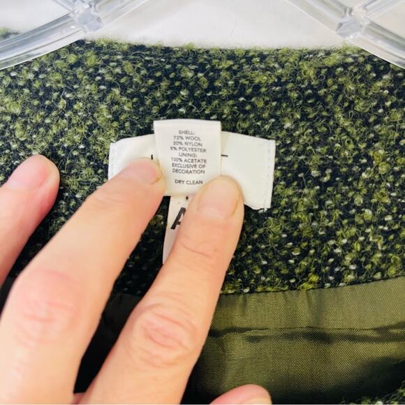 Loft green black button cropped preppy office wool blazer jacket 8 - Picture 5 of 7